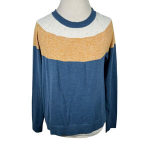 Smartwool Edgewood Colorblock Crew Sweater Blue Heather Wool Womens Size M